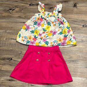 Tropical Print Top & Pink Skort for Kids